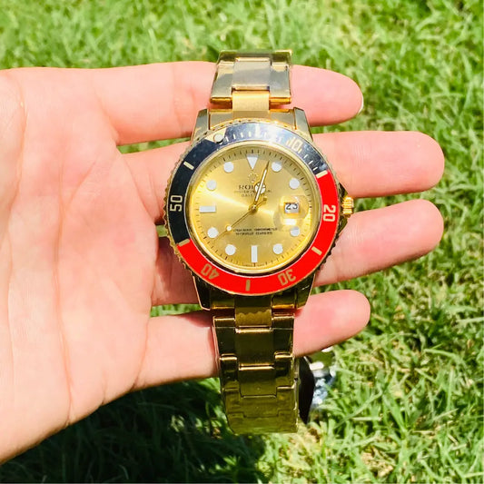RLX Submariner golden gray dial with black _red bezel