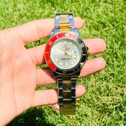 Rolex Two Tone + Gray Dial with red & black bezel